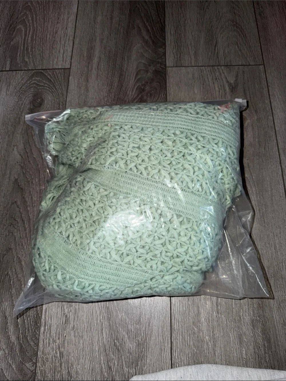 Light Mint Green Knit Throw Blanket with Fringe - Home Accents